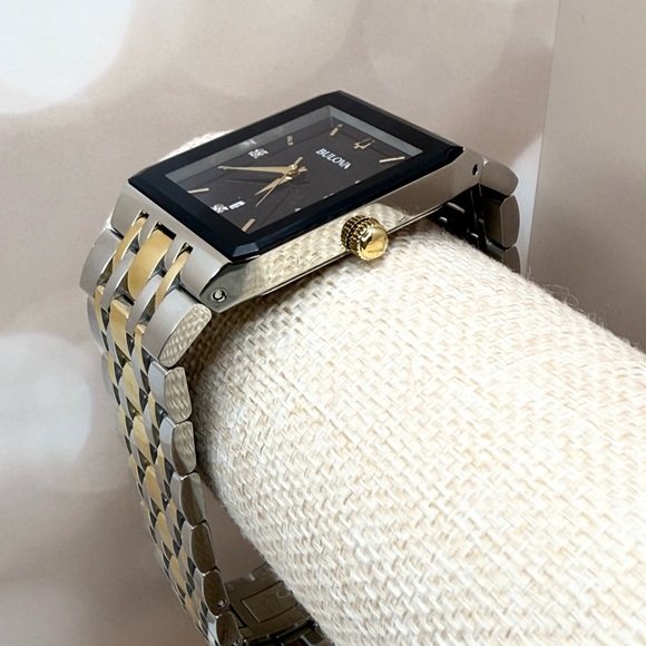 Bulova Men's Diamond-Accent Two-Tone Stainless Steel Bracelet Watch 30.5x45mm - Picture 4 of 8